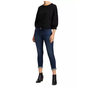 NEW FRAME Le Garçon Mid-Rise Straight Leg Jeans in Classic Dark Wash